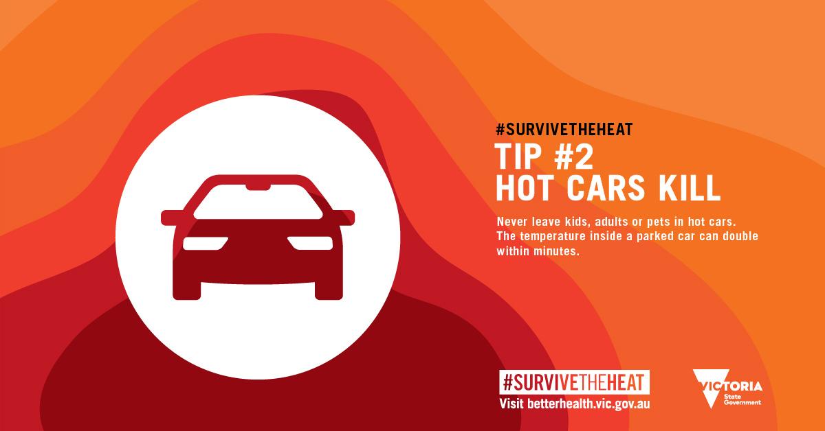 Survive the heat poster of tip 2 hot cars kill