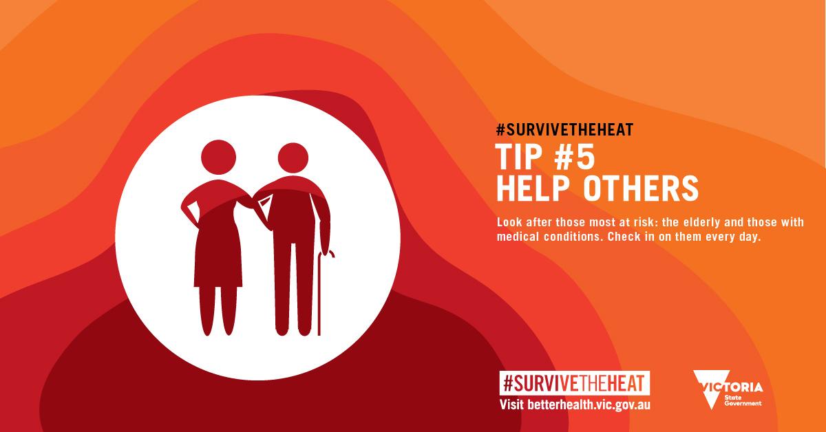 Survive the heat poster of tip 5 to help others