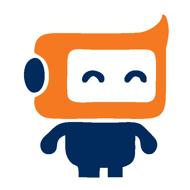 Robot looking avatar with a speech bubble shaped head
