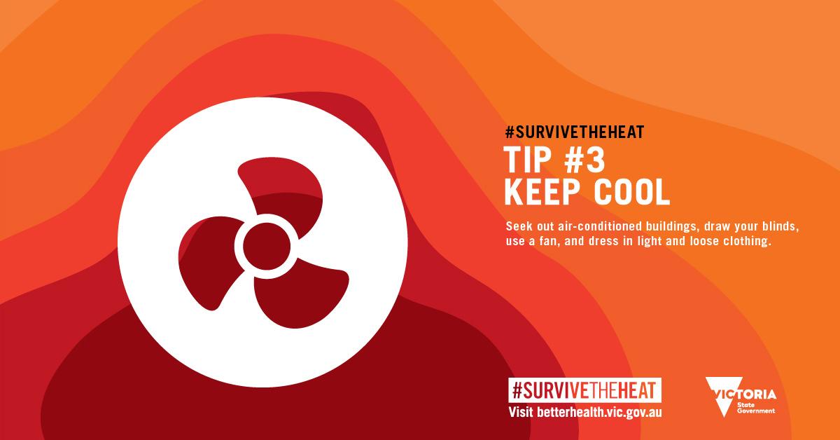 Survive the heat poster of tip 3 to keep cool