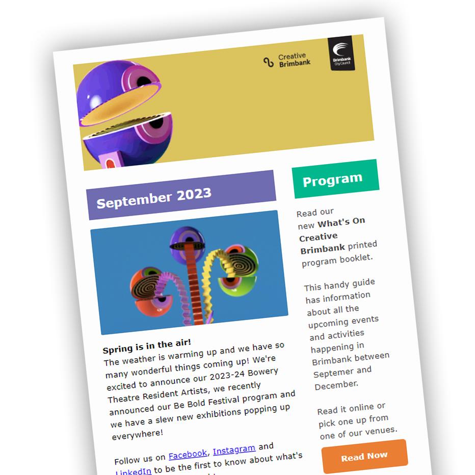 Creative Brimbank Newsletter snapshot
