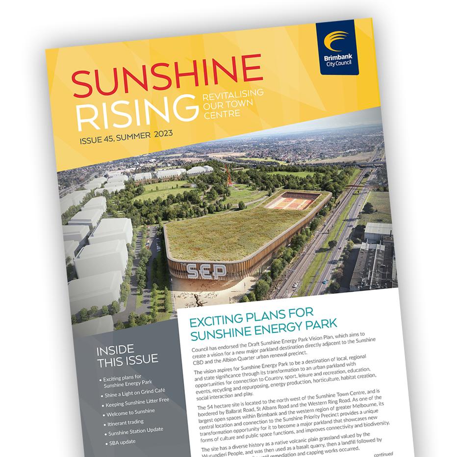 Cover of an edition of Sunshine Rising newsletter
