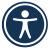 Userway symbol - white figure with arms and legs apart in a circle