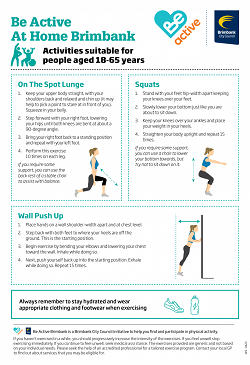 Be Active At Home exercise page for adults