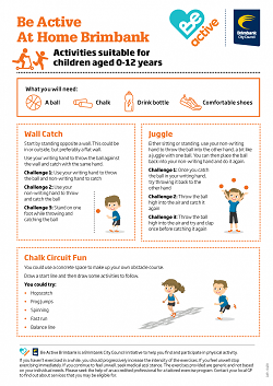 Be Active At Home exercise page for children