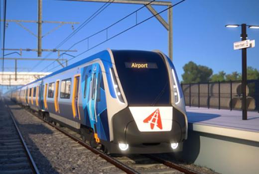 Artist impression of proposed train to the airport at Keilor East Station.