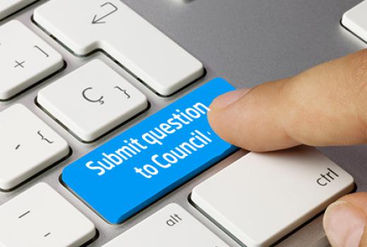 Keyboard with enter key has "Submit question to Council" on it