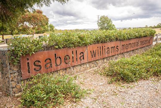 Signage for Isabella Williams Memorial Reserve